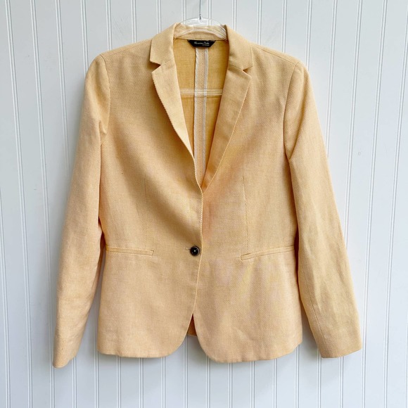 Massimo Dutti Jackets & Blazers - Massimo Dutti Blazer Summer Cotton Linen Jacket Orange